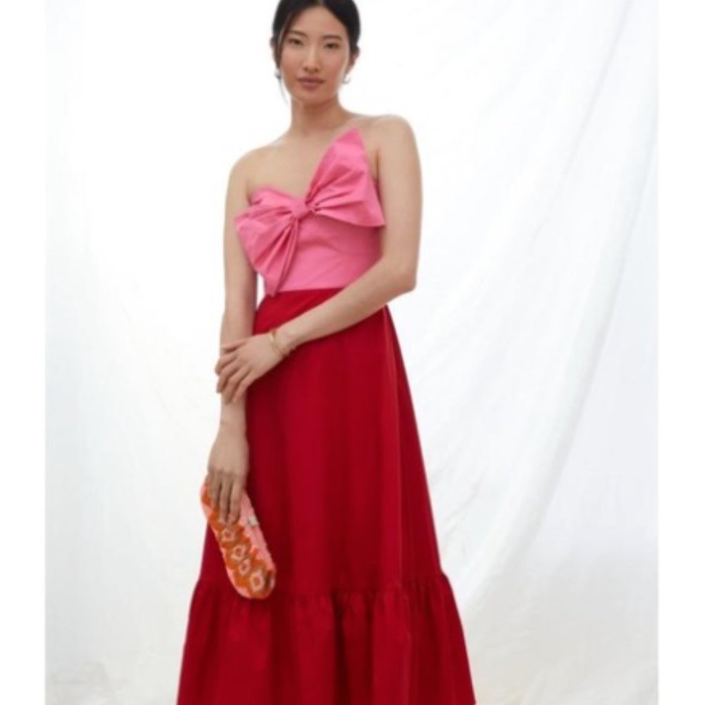 Anthropologie Hutch Color Block Bow-Tie Maxi Dress